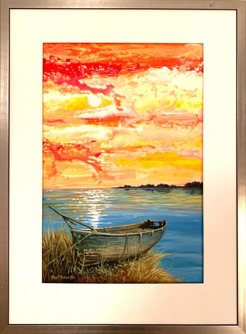 paulratcliffeoriginalart.co.uk Boat in sunset painting