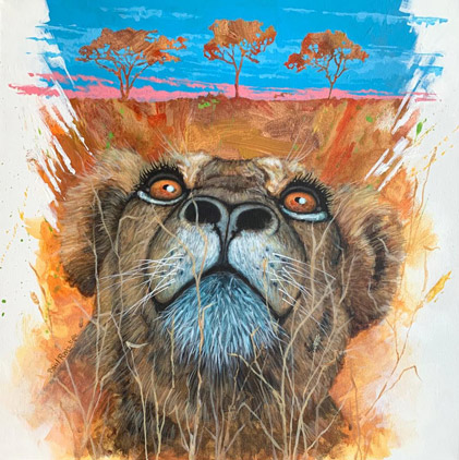 paulratcliffeoriginalart.co.uk Lion at sunset